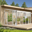 Serre adossée Athena 8,6m² en aluminium blanc et vitrage combiné - Vitavia