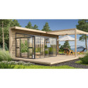 Serre adossée Athena 8,6m² en aluminium noir et vitrage combiné - Vitavia
