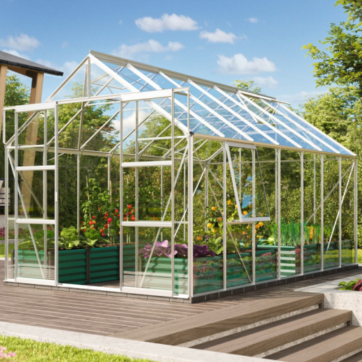 Serre de jardin Jupiter 11,5m² en alu anodisé et verre de sécurité 3mm - Vitavia