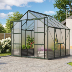 Serre de jardin Jupiter 6,7m² en alu émeraude et polycarbonate 4mm - Vitavia