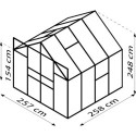 Serre de jardin Jupiter 6,7m² en alu émeraude et polycarbonate 4mm - Vitavia