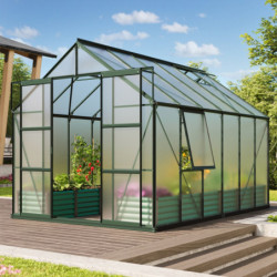 Serre de jardin Jupiter 9,9m² en alu émeraude et polycarbonate 4mm - Vitavia