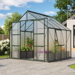 Serre de jardin Jupiter 6,7m² en alu émeraude et polycarbonate 6mm - Vitavia