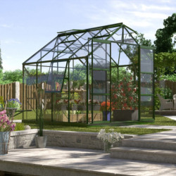 Serre de jardin Jupiter 6,7m² en alu émeraude et verre de sécurité 3mm - Vitavia