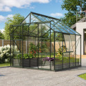 Serre de jardin Jupiter 6,7m² en alu émeraude et verre de sécurité 3mm - Vitavia