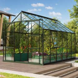 Serre de jardin Jupiter 9,9m² en alu émeraude et verre de sécurité 3mm - Vitavia