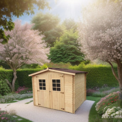 Abri 6,16m² en bois massif 28mm avec toiture en plaques ondulées HABRITA