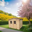 Abri 6,16m² en bois massif 28mm avec toiture en plaques ondulées HABRITA