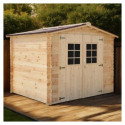 Abri 6,16m² en bois massif 28mm avec toiture en plaques ondulées HABRITA