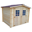 Abri 6,16m² en bois massif 28mm avec toiture en plaques ondulées HABRITA