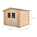 Abri 6,16m² en bois massif 28mm avec toiture en plaques ondulées HABRITA