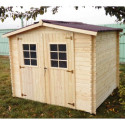 Abri 6,16m² en bois massif 28mm avec toiture en plaques ondulées HABRITA