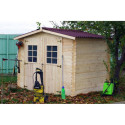 Abri 6,16m² en bois massif 28mm avec toiture en plaques ondulées HABRITA