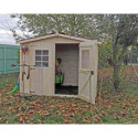 Abri 6,16m² en bois massif 28mm avec toiture en plaques ondulées HABRITA