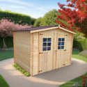 Abri 6,16m² en bois massif 28mm avec toiture en plaques ondulées HABRITA
