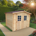 Abri 6,16m² en bois massif 28mm avec toiture en plaques ondulées HABRITA