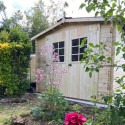 Abri 6,16m² en bois massif 28mm avec toiture en plaques ondulées HABRITA