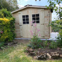 Abri 6,16m² en bois massif 28mm avec toiture en plaques ondulées HABRITA