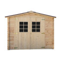 Abri 6,16m² en bois massif 28mm avec toiture en plaques ondulées HABRITA