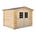 Abri 6,16m² en bois massif 28mm avec toiture en plaques ondulées HABRITA