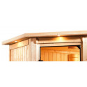 Sauna traditionnel d’angle Mia Plug &Play - 4 places - poêle 9KW ctrl externe - couronne - porte éco d'énergie Woodfeeling