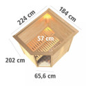 Sauna traditionnel d’angle Mia Plug &Play - 4 places - poêle 9KW ctrl externe - couronne - porte éco d'énergie Woodfeeling