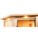 Sauna traditionnel d’angle Mia Plug &Play - 4 places 38mm - poêle Easy Bio 9000W - couronne - porte classique Woodfeeling