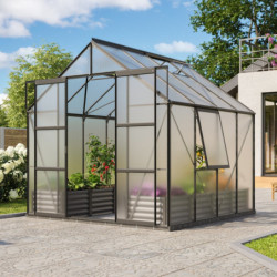 Serre de jardin Jupiter 6,7m² en alu noir et polycarbonate 6mm - Vitavia