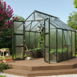 Serre de jardin Olymp 6,7m² en alu émeraude et polycarbonate 4mm - Vitavia