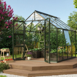 Serre de jardin Olymp 6,7m² en alu émeraude et verre de sécurité 3mm - Vitavia