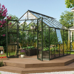Serre de jardin Olymp 8,3m² en alu émeraude et verre de sécurité 3mm - Vitavia