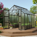 Serre de jardin Olymp 8,3m² en alu noir et polycarbonate 6mm - Vitavia