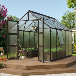 Serre de jardin Olymp 8,3m² en alu noir et polycarbonate 6mm - Vitavia