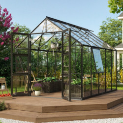 Serre de jardin Olymp 8,3m² en alu noir et verre de sécurité 3mm - Vitavia