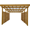 Carport en bois traité et teinté 17m² avec parois latérales + toit polycarbonate 6mm - Gardy Shelter