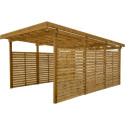 Carport en bois traité et teinté 17m² avec parois latérales + toit polycarbonate 6mm - Gardy Shelter