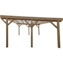 Carport double en bois traité et teinté 24,43m² + toiture polycarbonate 6mm - Gardy Shelter