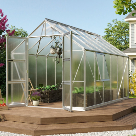 Serre de jardin Olymp 9,9m² en alu anodisé et polycarbonate 6mm - Vitavia