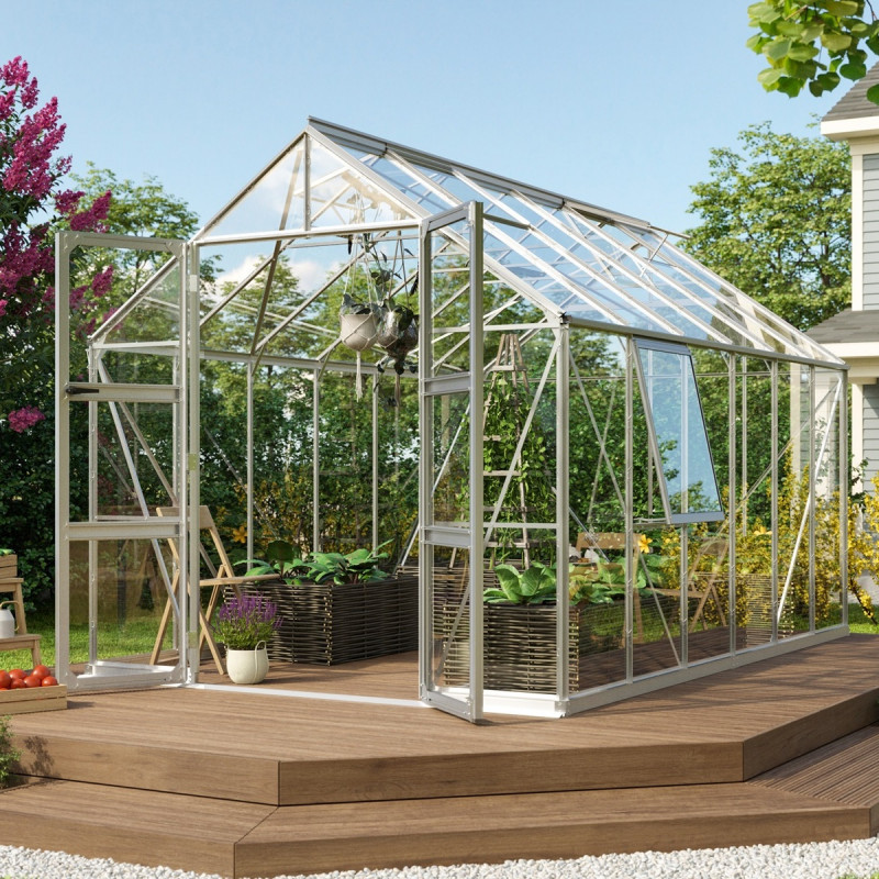 Serre de jardin Olymp 9,9m² en alu anodisé et verre de sécurité 3mm - Vitavia
