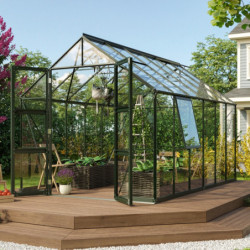 Serre de jardin Olymp 9,9m² en alu émeraude et verre de sécurité 3mm - Vitavia