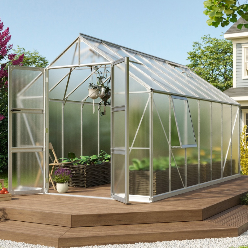 Serre de jardin Olymp 11,5m² en alu anodisé et polycarbonate 6mm - Vitavia