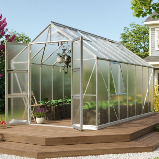 Serre de jardin Olymp 11,5m² en alu anodisé et polycarbonate 6mm - Vitavia
