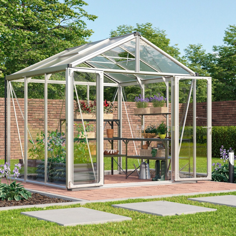 Serre de jardin Zeus Comfort 6,2m² en alu anodisé et vitrage combiné - Vitavia
