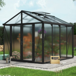 Serre de jardin Zeus Comfort 8,1m² en alu noir et polycarbonate 16mm - Vitavia