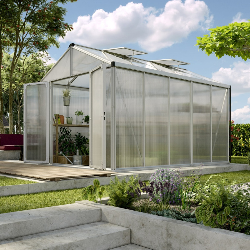Serre de jardin Zeus Comfort 10m² en alu anodisé et polycarbonate 16mm - Vitavia