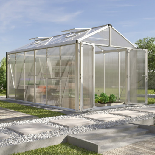 Serre de jardin Zeus Comfort 11,9m² en alu anodisé et polycarbonate 16mm - Vitavia