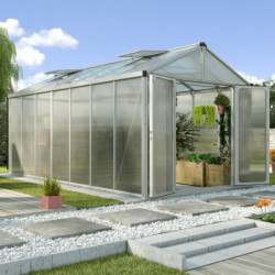 Serre de jardin Zeus Comfort 13,8m² en alu anodisé et polycarbonate 10mm - Vitavia