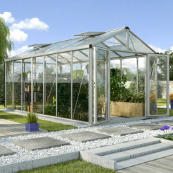 Serre de jardin Zeus Comfort 13,8m² en alu anodisé et vitrage combiné - Vitavia