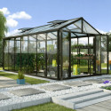 Serre de jardin Zeus Comfort 13,8m² en alu noir et vitrage combiné - Vitavia