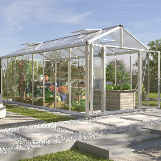 Serre de jardin Zeus Comfort 15,7m² en alu anodisé et vitrage combiné - Vitavia